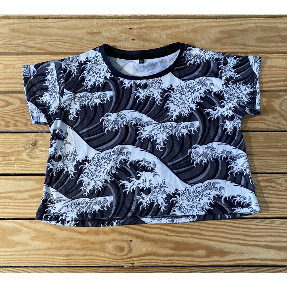 NEW Vapor 95 Short Sleeve Wave Crop T Shirt Size Small Women’s Black Pullover